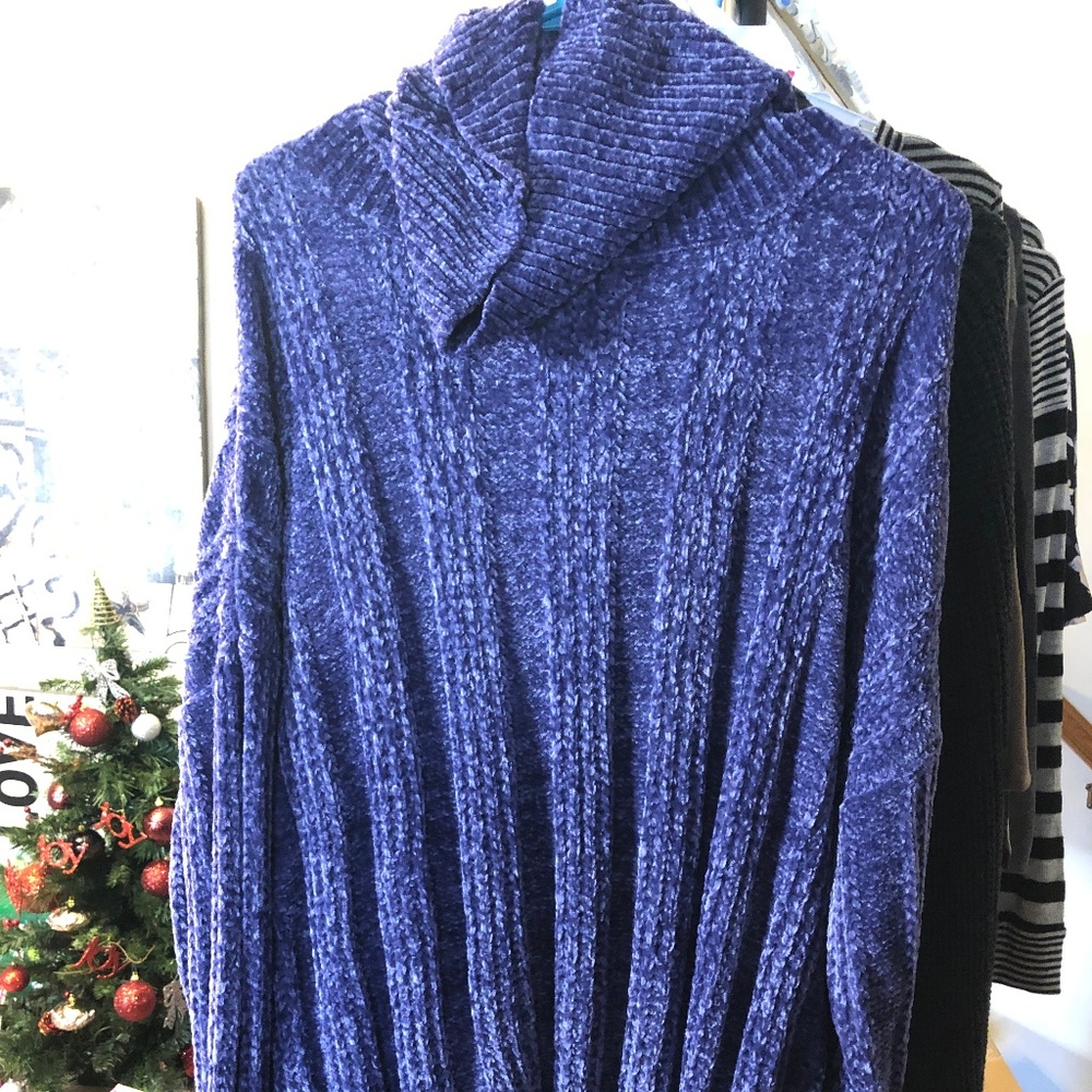 Purple Cowl Neck Cashmere Sweater